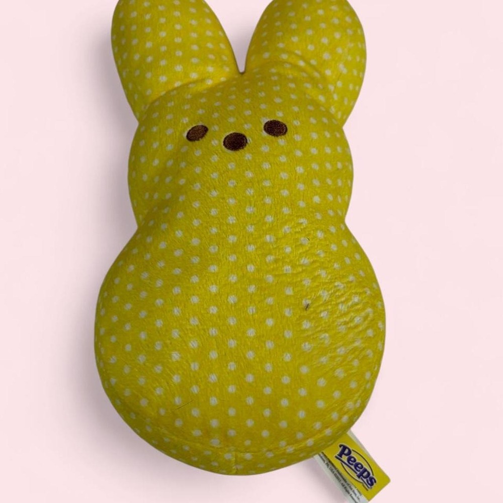 Peeps Yellow Polka Dot Bunny Plush 2015 Easter Stuffed Animal 9 Inch